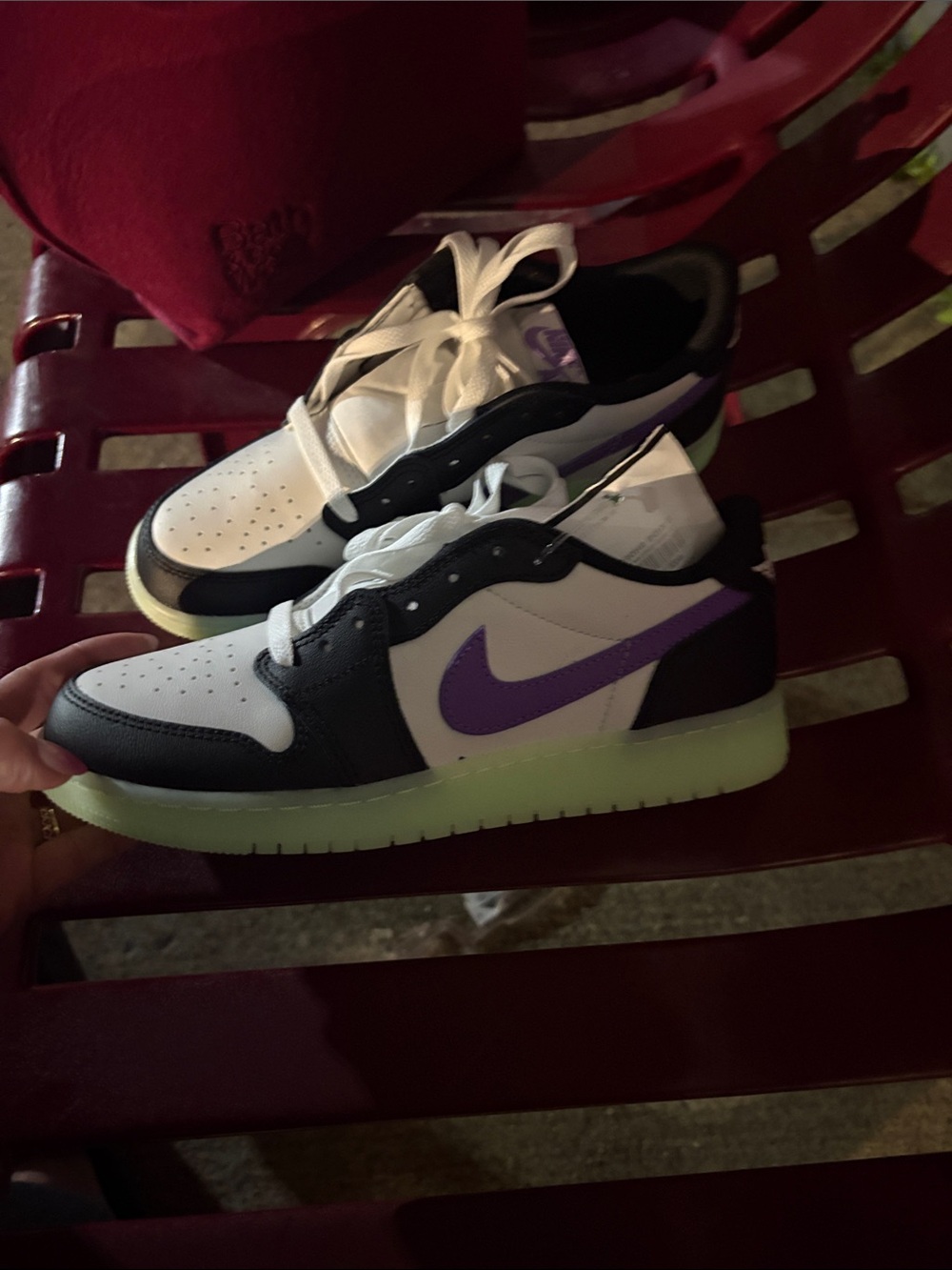 NWT!! Nike Low-Top Sneakers; White, Black and Purple with Glow in the dark soles - Picture 7 of 7